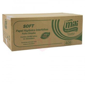 Papel Toalha Interfolhado Folha Simples 2400 folhas 26g